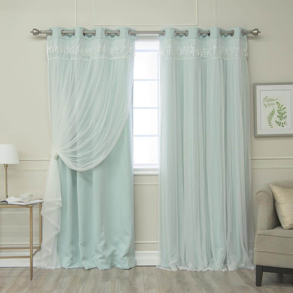 Best Home Fashion Mint Fringed Border Solid Grommet Room Darkening