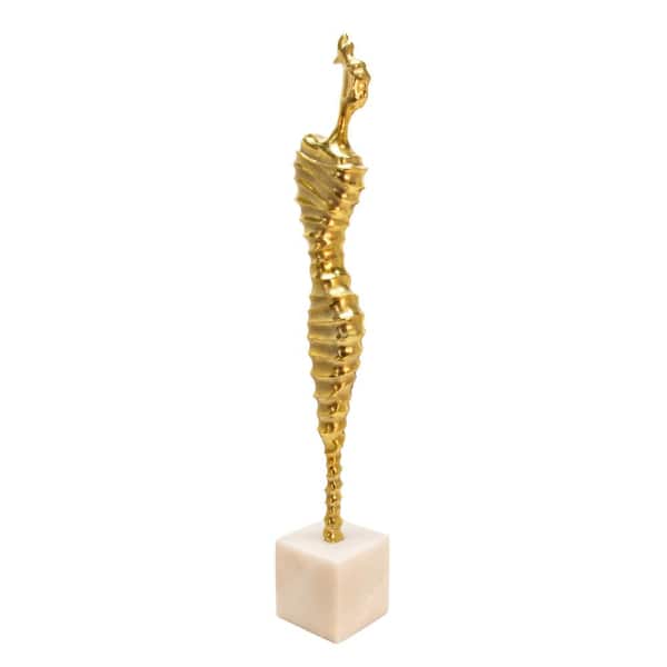 Liv & Skye 4 in x 27 in. Gold Metal Modern Female Mummy Decor Sculpture