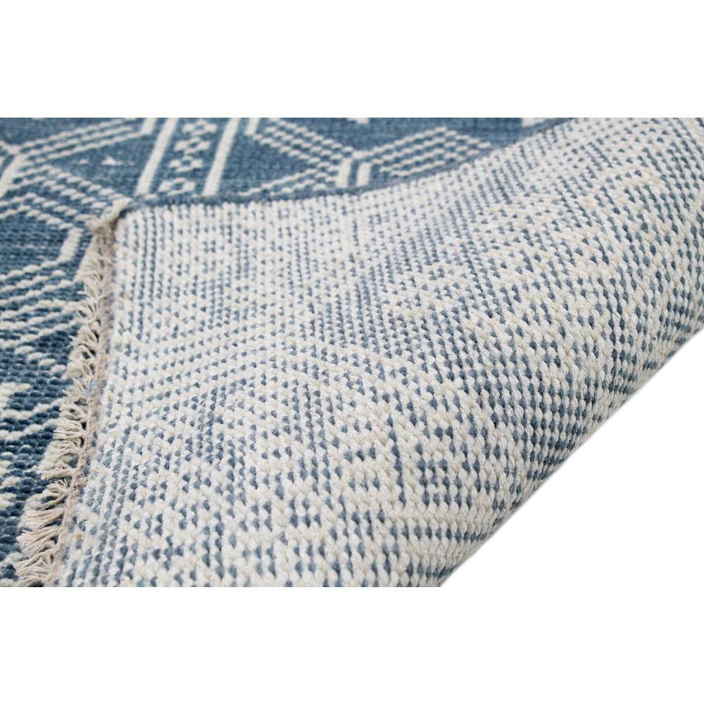 Azure Blue Geometric Wool Rectangular Area Rug 5' x 7'