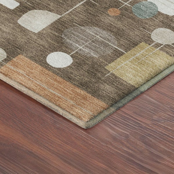 Mayfield Premium Machine Washable Abstract AMF2393 Chocolate 10 ft. x 14 ft. Area Rug