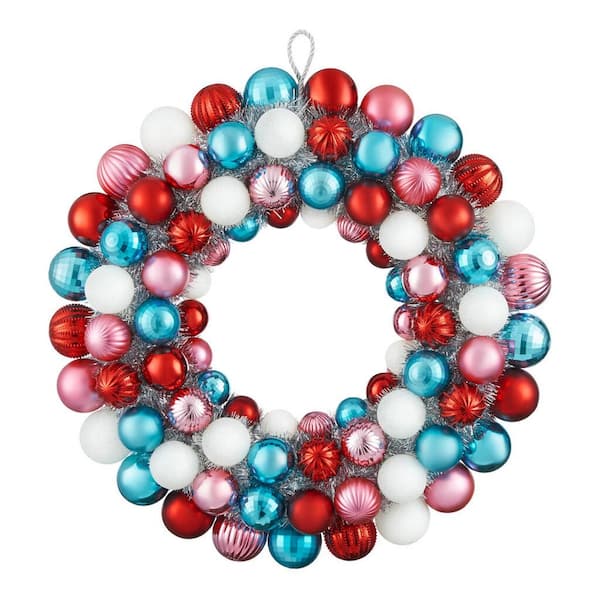 Home Accents Holiday 22 in Coastal Ornament Wreath Pink