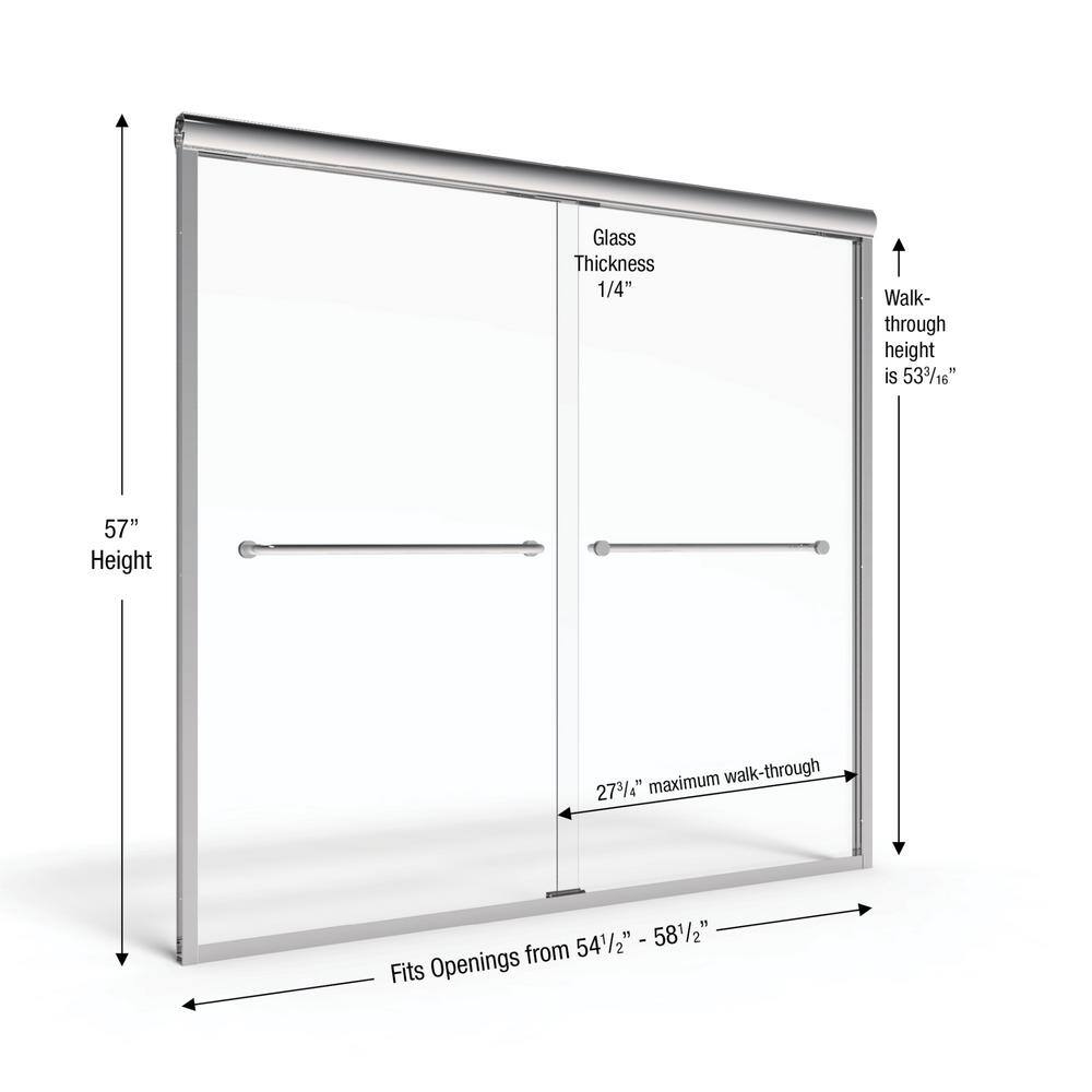 Infinity Chrome Semi-Frameless Tub Door with Towel Bars