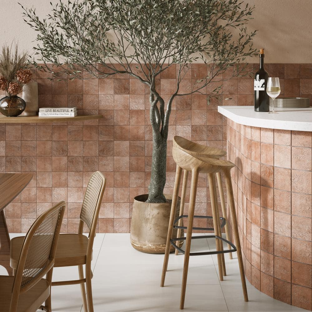 Terracotta Textured Ceramic Wall Tile for Kitchen and Bathroom