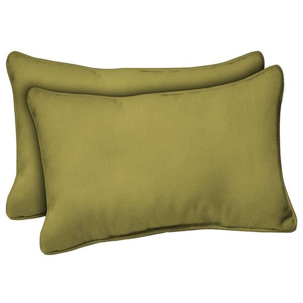 Hampton Bay Pear Green Rectangular Outdoor Throw Pillow (2-Pack)-DISCONTINUED