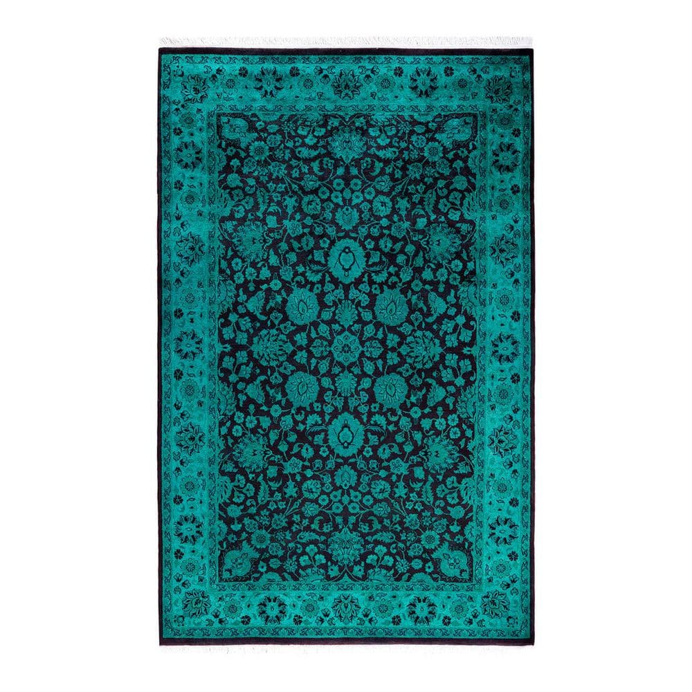 Overdyed Blue 4 ft. x 6 ft. Solid Wool Indoor Area Rug price history on PriceWatchPro