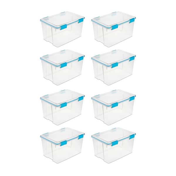 19334304 Clear 32 Quart Gasket Box with Clear Base and Lid (8 Pack)