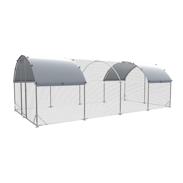 9.2 ft. x 24.9 ft. x 6.5 ft. Metal Chicken Coop with Waterproof UV Protection Oxford Cloth Duck Sheep Poultry Fencing