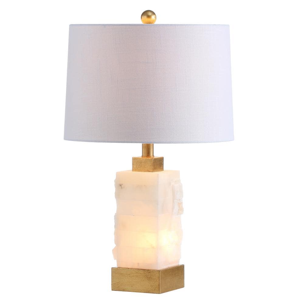 Eloise 23" White Alabaster and Gold Leaf LED Table Lamp