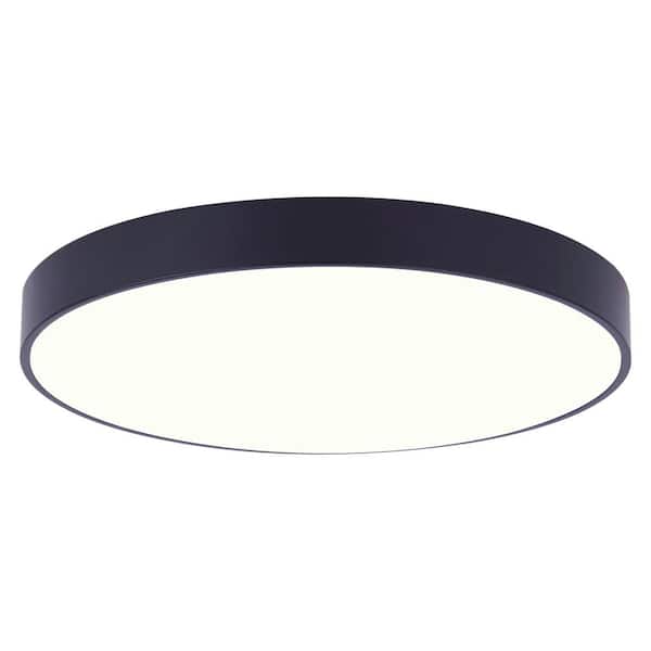 CANARM Low Profile Edgeless 9 in. Matte Black Integrated LED Flush Mount