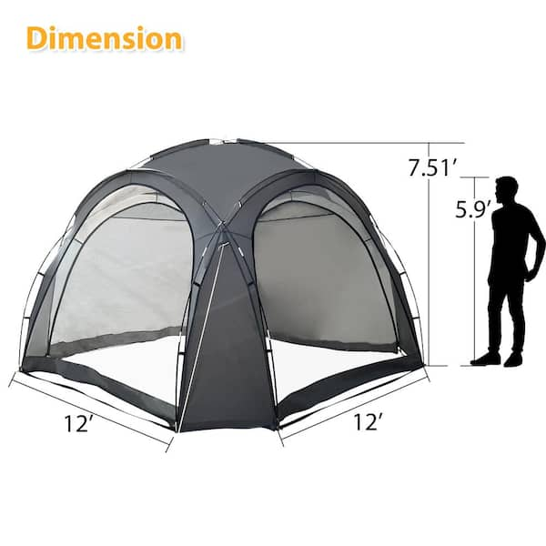 BTMWAY 12 ft. x 12 ft. 4-6-Person Portable Camping Tent with Side