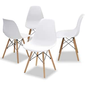 Dining Chair White Kitchen Dining Room Chair PVC Plastic Lounge Chair (Set of 4）