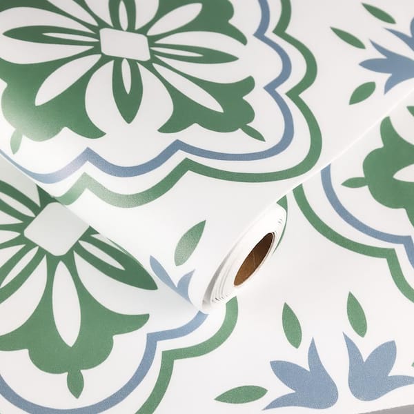 Green 4 MIL 12 in. x 120 in. Vinyl Peel and Stick Flooring Roll, Water Resistant Flooring Roll, Cut to Length
