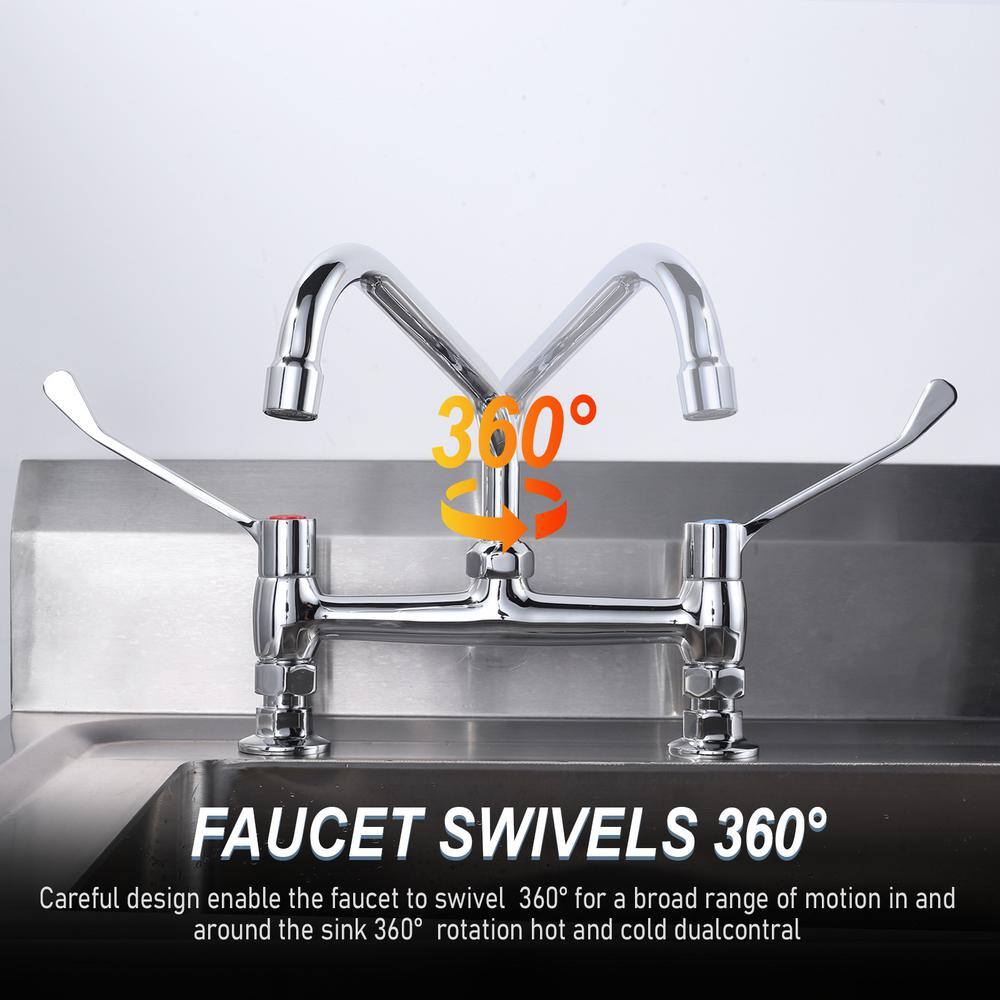 Polished Chrome Double Handle Deck Mounted Kitchen Faucet