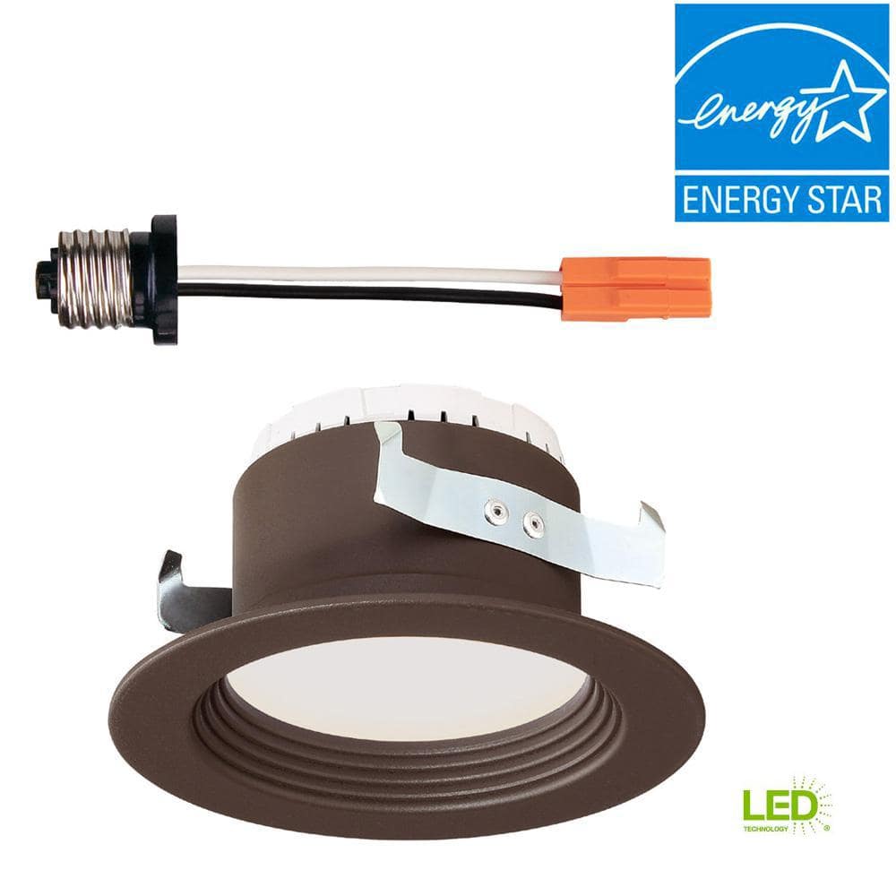 4-Inch Bronze LED Recessed Ceiling Light with Baffle Trim