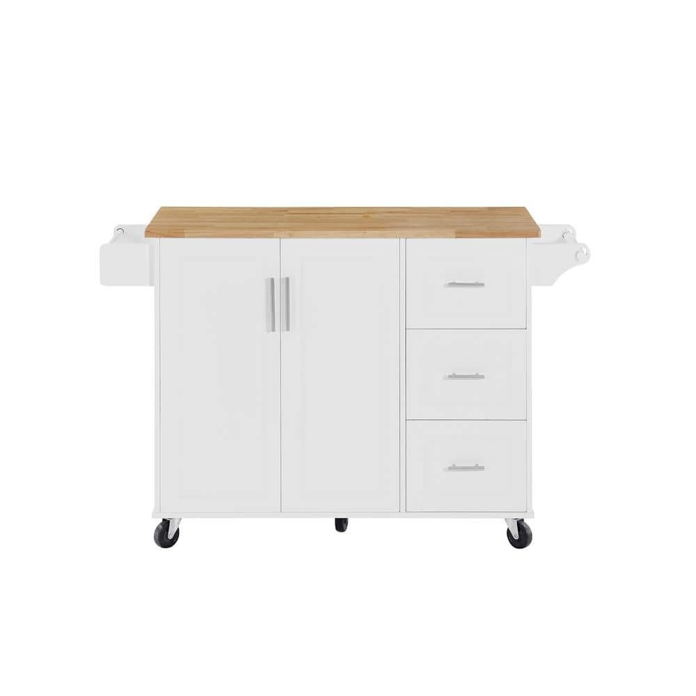 White Kitchen Cart Cabinets Drop Leaf Countertop Kitchen Island Table with 