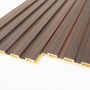 0.3 in. x 4 ft. x 0.5 ft. Walnut Square Edge WPC Water Resistant Decorative Wall Paneling, Slat Wall Paneling (16 Pack)