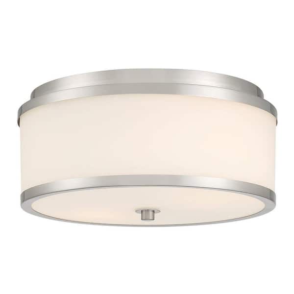 Good Lumens by Madison Avenue 12.25 in 2-Light Brushed Nickel Flush Mount