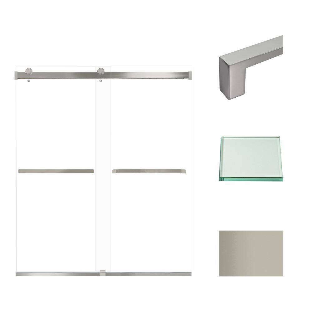 Brianna 60" x 70" Brushed Stainless Frameless Sliding Shower Door