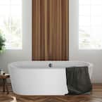 59 in. Freestanding Bathtub Stand Alone Flatbottom Soaking SPA Tub Custom Contemporary Design Acrylic in White