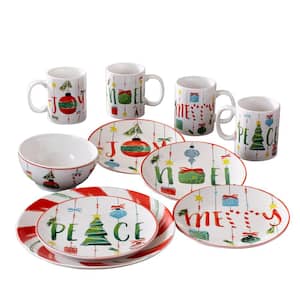 Peppermint 16-Piece Holiday Multi Porcelain Dinnerware Set (Service for 4)