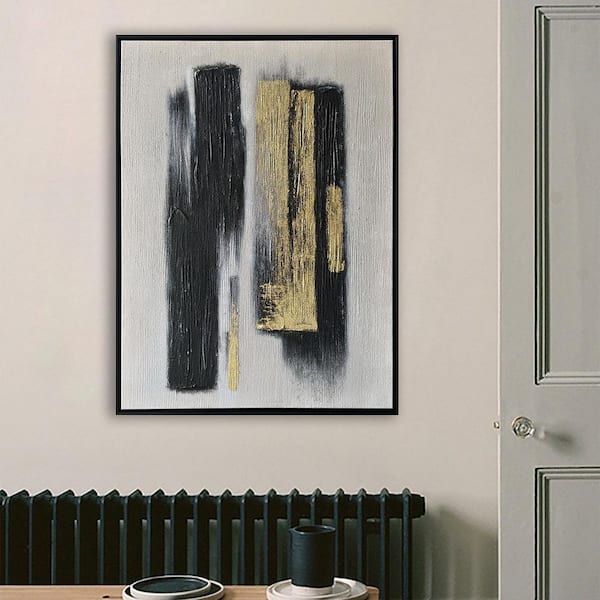 "Flux" Framed Abstract Wall Art Print Hand Painted 48 in. x 36 in.