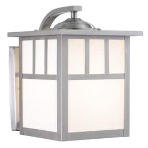 Mission Stainless Steel 1 Light Rectangle Outdoor Wall Lantern White Glass