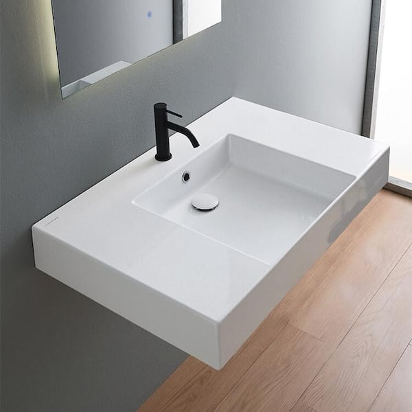 Teorema 2.0 Plus Wall Mounted Bathroom Sink in White