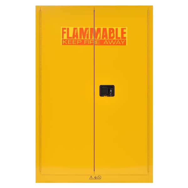 Sandusky 43 in. W x 65 in. H x 18 in. D 3-Shelf Steel Freestanding Garage Storage Flammable Safety Cabinet in Yellow