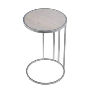 Siena Grey/Chrome 15.75 in. D x 15.75 in. W x 25 in. H End Table 2 USB Charging Ports 2 Outlets Power Plug