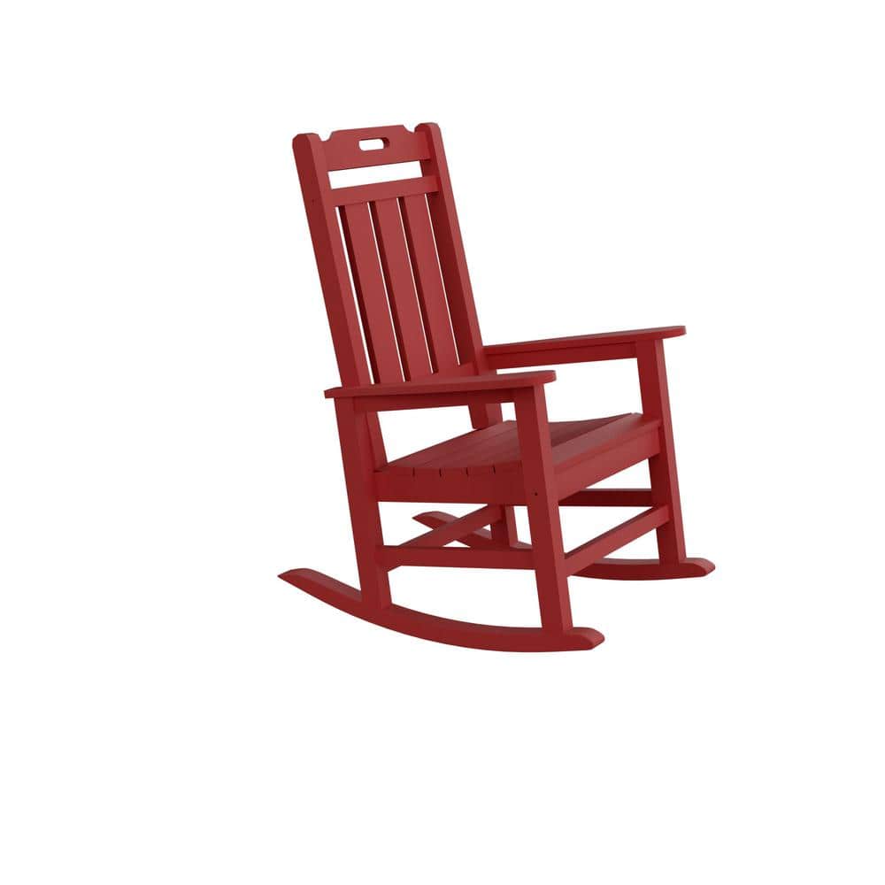 FORCLOVER Patio Red HDPE Plastic Outdoor Rocking Chair MONM1209-03RE ...