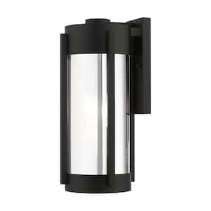Sheridan 3 Light Black with Brushed Nickel Candles Outdoor Wall Sconce