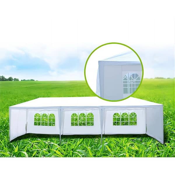 10 ft. x 30 ft. White Wedding Party Canopy Tent with 5 Removable Sidewalls