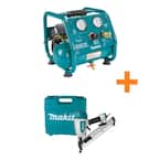 1 Gal. 125 PSI Portable Electric Compact Air Compressor with Bonus Pneumatic 2.5 in. 15-Gauge Angled Finish Nailer