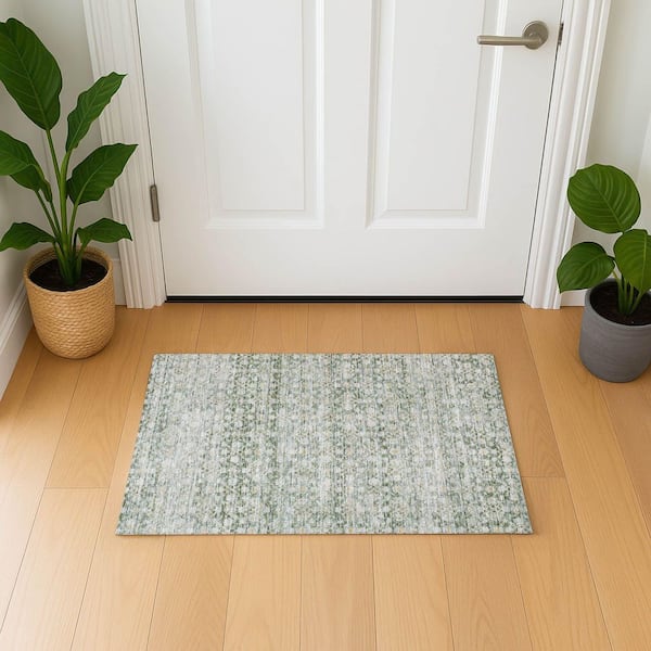 Mayfield Premium Machine Washable Abstract AMF1747 Green 2 ft. x 3 ft. Area Rug