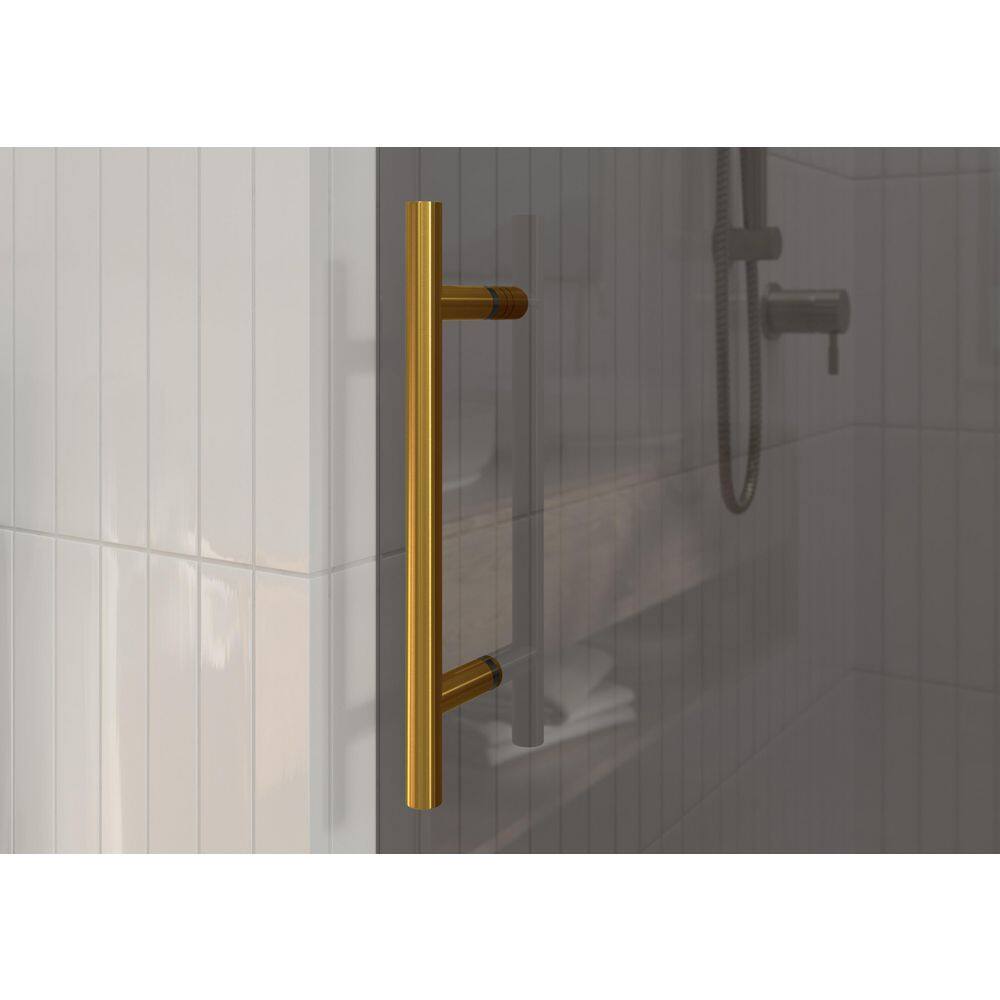 Equinox 60" Frameless Gray Glass Sliding Shower Door with Satin Brass Hardware