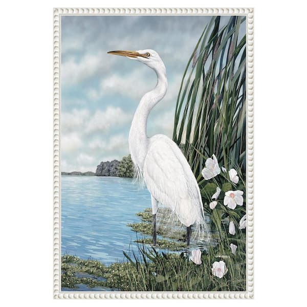 Amanti Art "Great White Egret" by James Harris 1-Piece Floater Frame Giclee Animal Canvas Art Print 23 in. x 16 in.