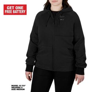 Women's Large M12 12-Volt Lithium-Ion Cordless Black Heated Jacket Hoodie Kit with (1) 2.0 Ah Battery and Charger