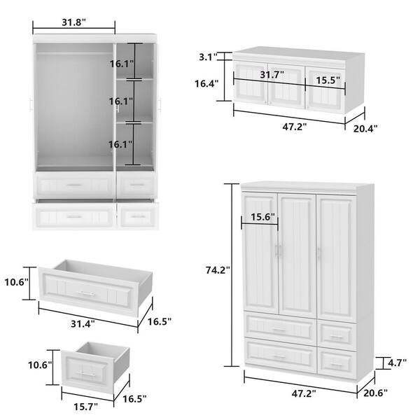 Alta Tall Wardrobe Closet Package - 6 Drawer Wardrobe