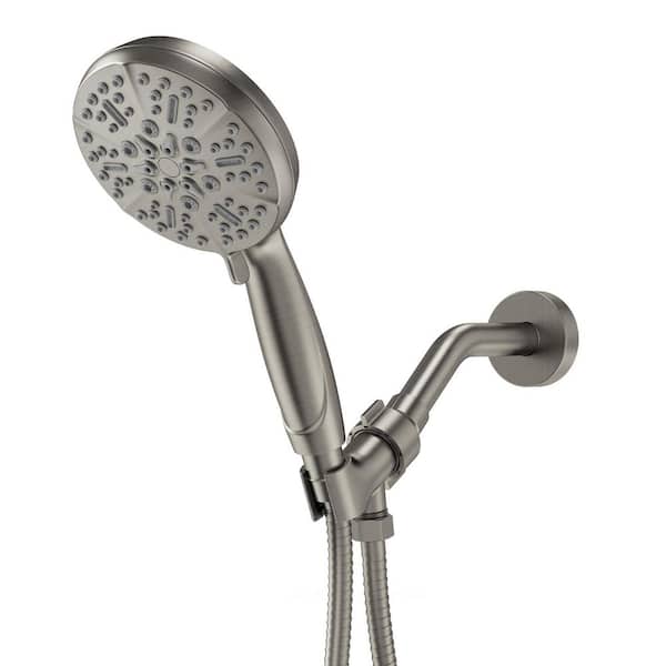 5 in. 5-Spray Wall Mount Handheld Shower Head 1.43 GPM with Rainfall, Mist, Pause, Jet, Massage in Brushed Nickel