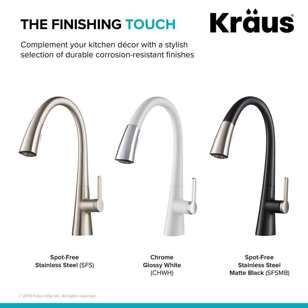 Spot Free Stainless Steel and Matte Black Pull-Down Kitchen Faucet