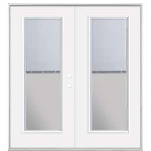 72 in. x 80 in. Primed White Steel Prehung Left-Hand Inswing Mini Blind Patio Door in Vinyl Frame without Brickmold