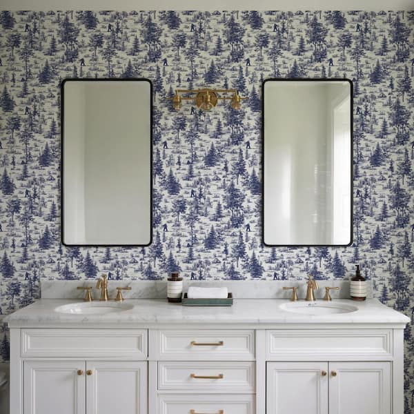 Veer Decor Bigfoot Novelty Toile Navy Blue Peel and Stick