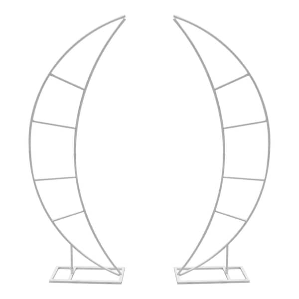 YIYIBYUS 78.74 in. x 22.05 in. Crescent White Metal Wedding Arch Backdrop Flower Stand Arbor (2-Pieces)