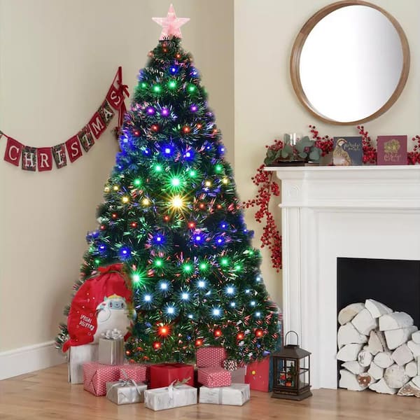 5FT Pre-Lit Fiber Optic Artificial Christmas Tree LED Multicolor Lights w/Stand 