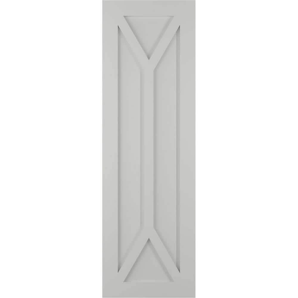 18 in. x 58 in. True Fit Flat Panel PVC San Carlos Mission Style Fixed Mount Shutters Pair in Hailstorm Gray price history on PriceWatchPro