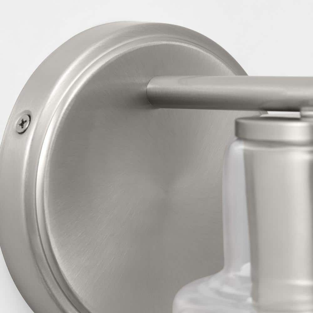 Brushed Steel and Clear Glass Dimmable Wall Sconce