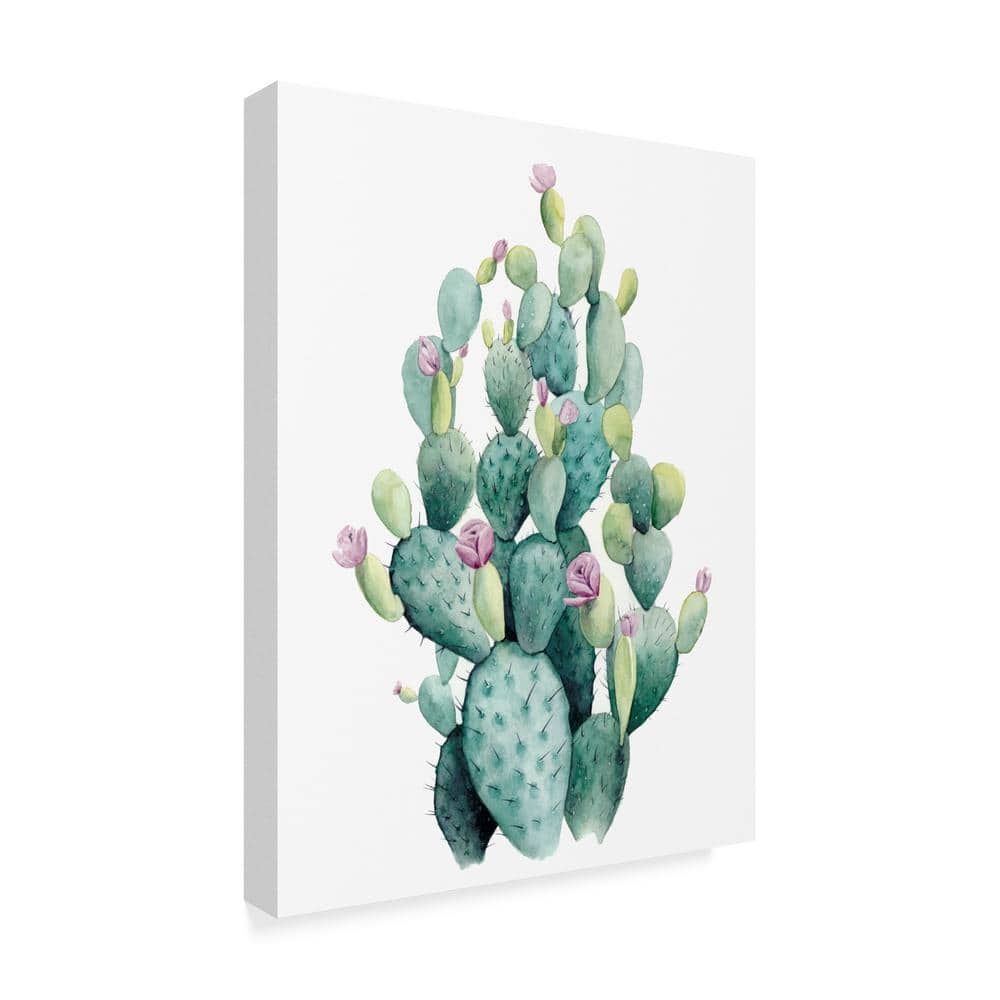 Desert Blooms Cactus Floral Canvas Print in Green and Pink