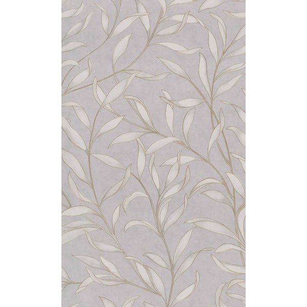 Walls Republic Grey Twigs Leaves Floral Printed Non-Woven Paper Non-Pasted Textured Wallpaper 57 sq. ft.