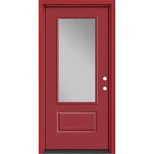 Performance Door System 36 in. x 80 in. 3/4 Lite Clear Left-Hand Inswing Red Smooth Fiberglass Prehung Front Door