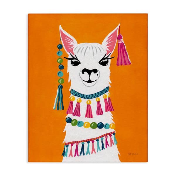 Stupell Industries Festive Llama Portrait by Yvette St. Amant Unframed Animal Graphic Art Print 48 in. x 36 in.